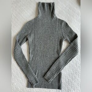 Allude Grey Ribbed Turtleneck Cashmere Sweater Size XS